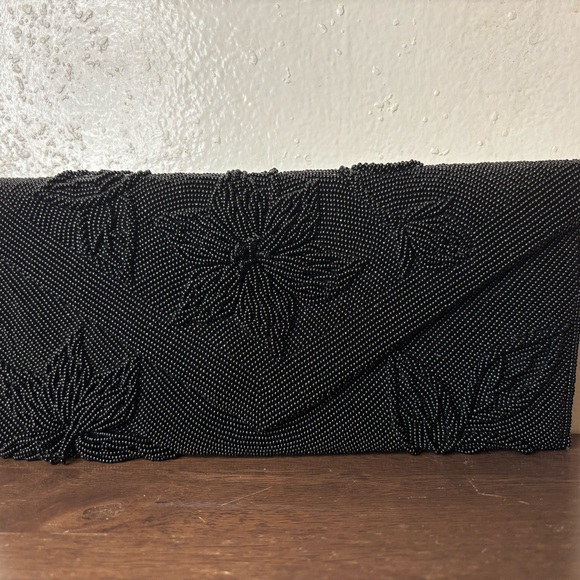 Elegant Vintage Black Beaded Clutch